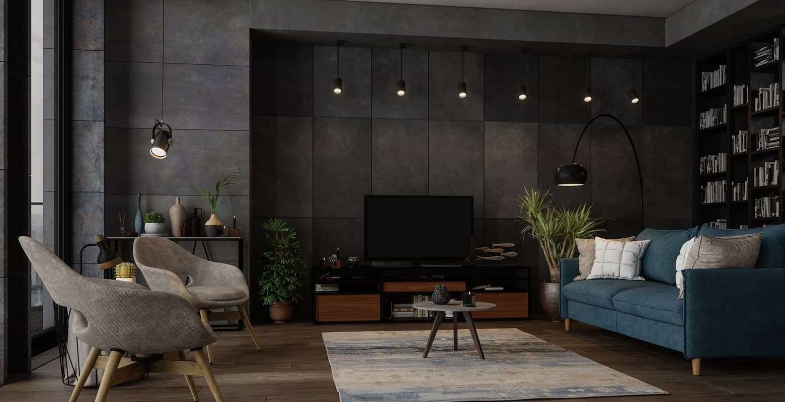 Refined contemporary living interior